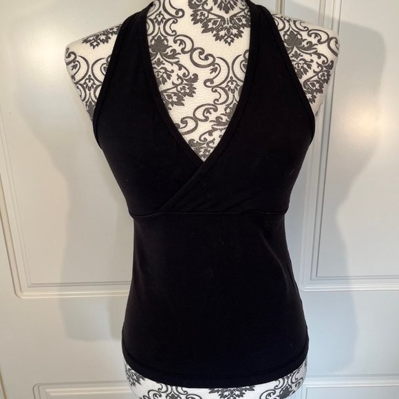 LULULEMON black workout crossover tank with sheer racerback unknown size - Picture 1 of 6